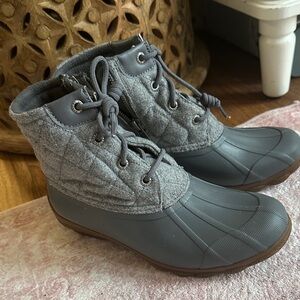 Sperry wool Gray Lace-Up Duck Boots 6